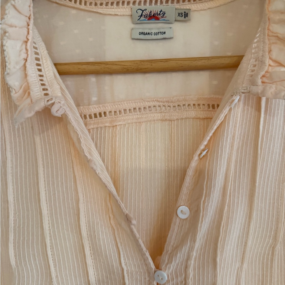 Faherty Peach Button-Up Blouse - image 2